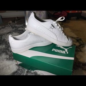 Sz 10 Women White Puma Clyde Core L Foil sneakers
